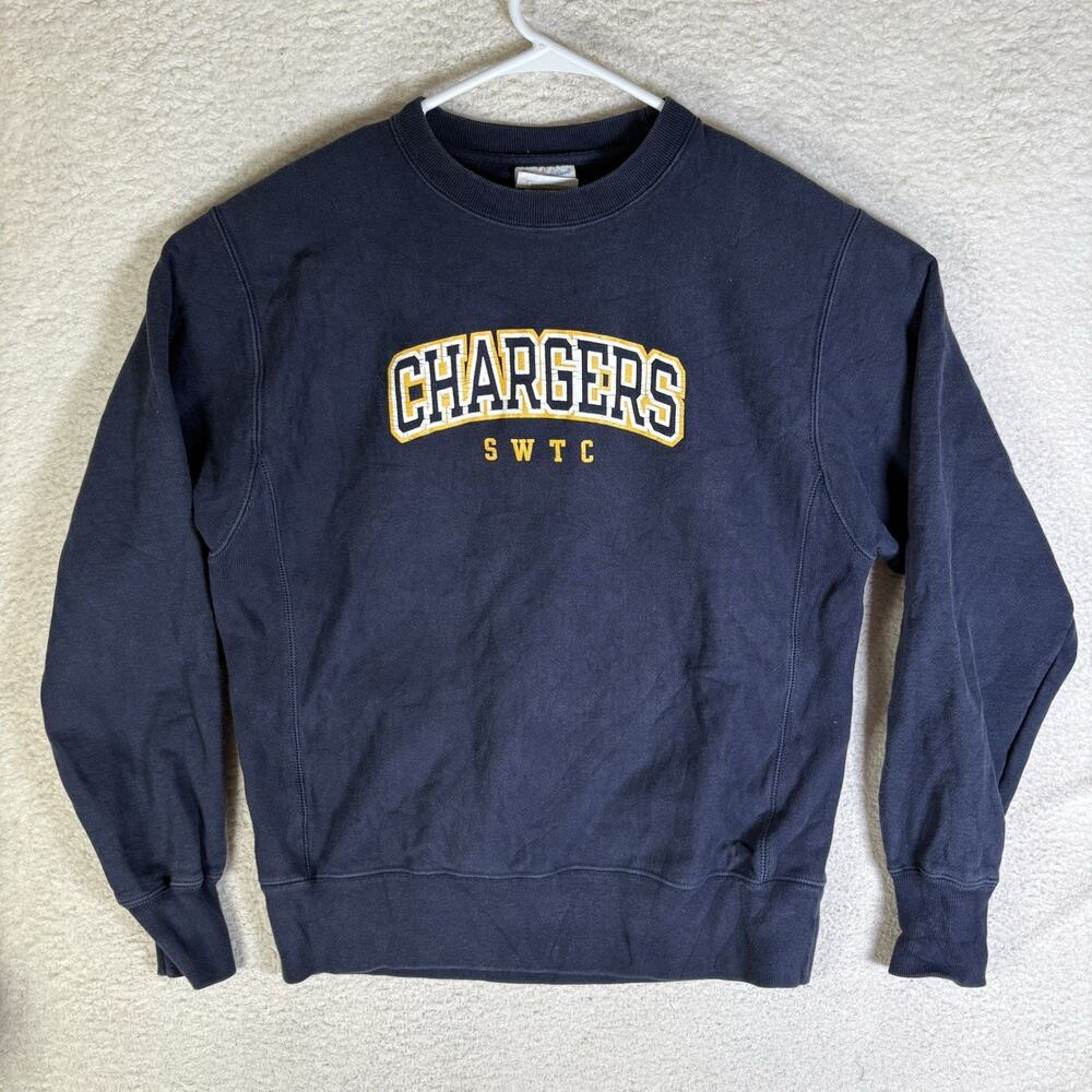 SWTC Chargers Champion Reverse Weave Sweatshirt Mens Medium Blue Crewneck